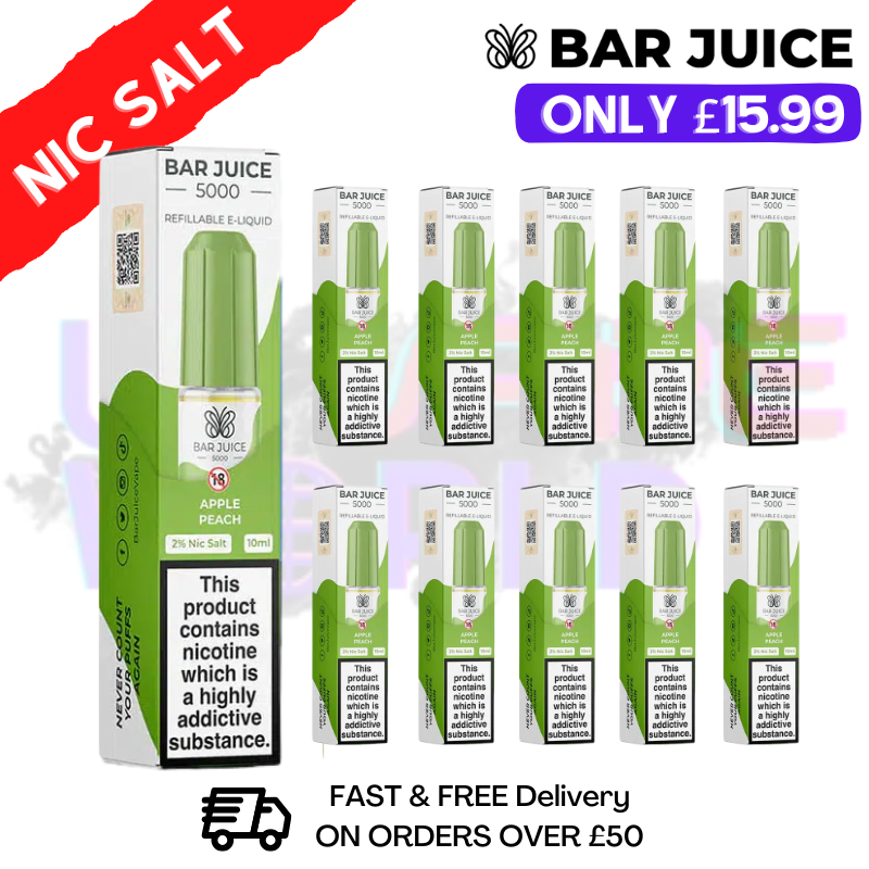 Apple Peach Bar Juice 5000 Nic Salt Pack / Box of 10 - £15.99