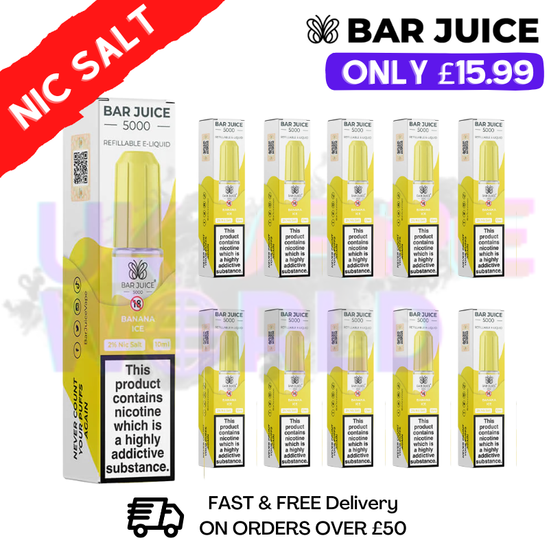 elfbar nachfüll pod läuft aus Banana Ice Bar Juice 5000 Nic Salt Pack / Box of 10