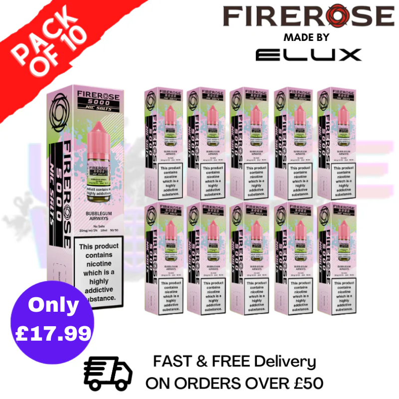 Bubblegum Soda Firerose 5000 Nic Salt Box Of 10