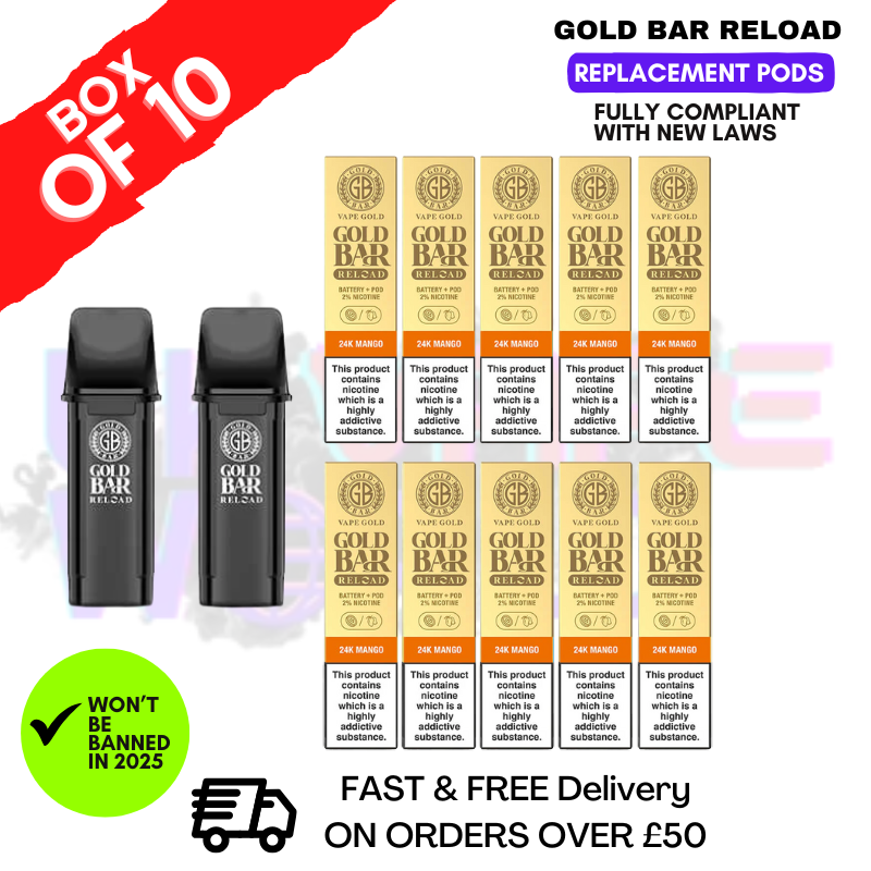 Shop 24K Mango Gold Bar Reload Prefilled Pods Box of 10 - UK Vape World