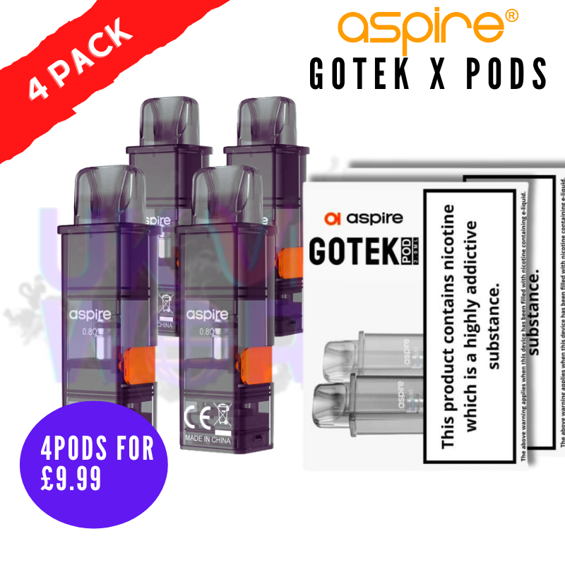 Aspire Gotek X Replacement Pod Catridges PACK OF 4 PODS Aspire Gotek X Replacement Pod Catridges PACK OF 4 PODS