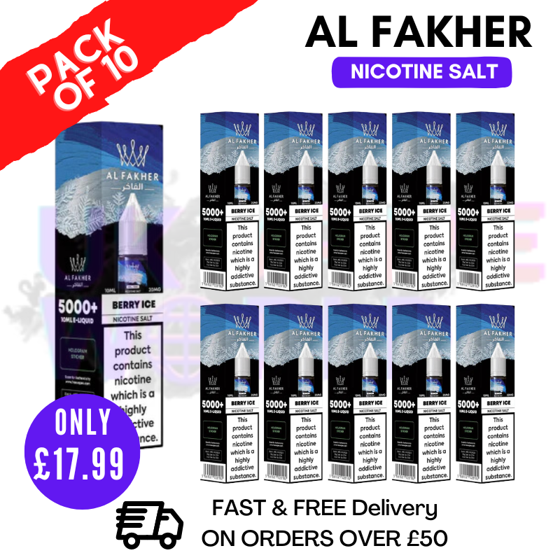 Shop Berry ICE Al Fakher 5000+ Nic Salt BOX OF 10 - UK Vape World