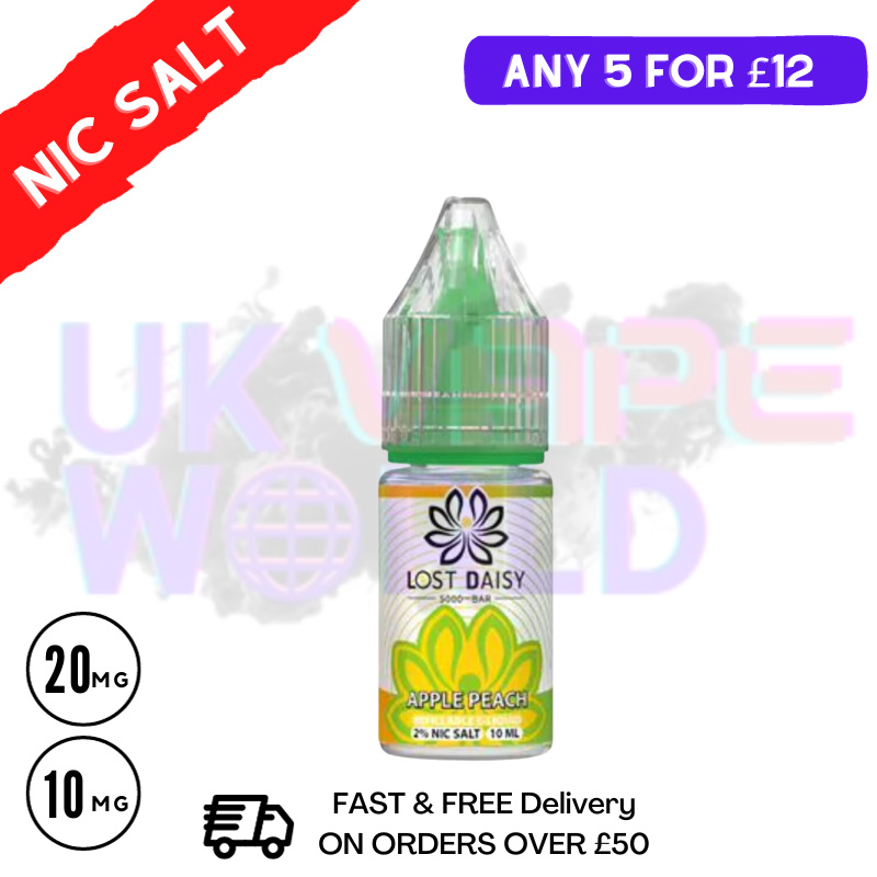 Apple Peach Lost Daisy Nic Salt 10ML eLiquid - 5 For 12 Apple Peach Lost Daisy Nic Salt 10ML eLiquid - 5 For 12