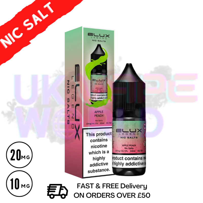 Apple Peach Elux Legend Nic Salt 10ML eLiquid - UK Vape World