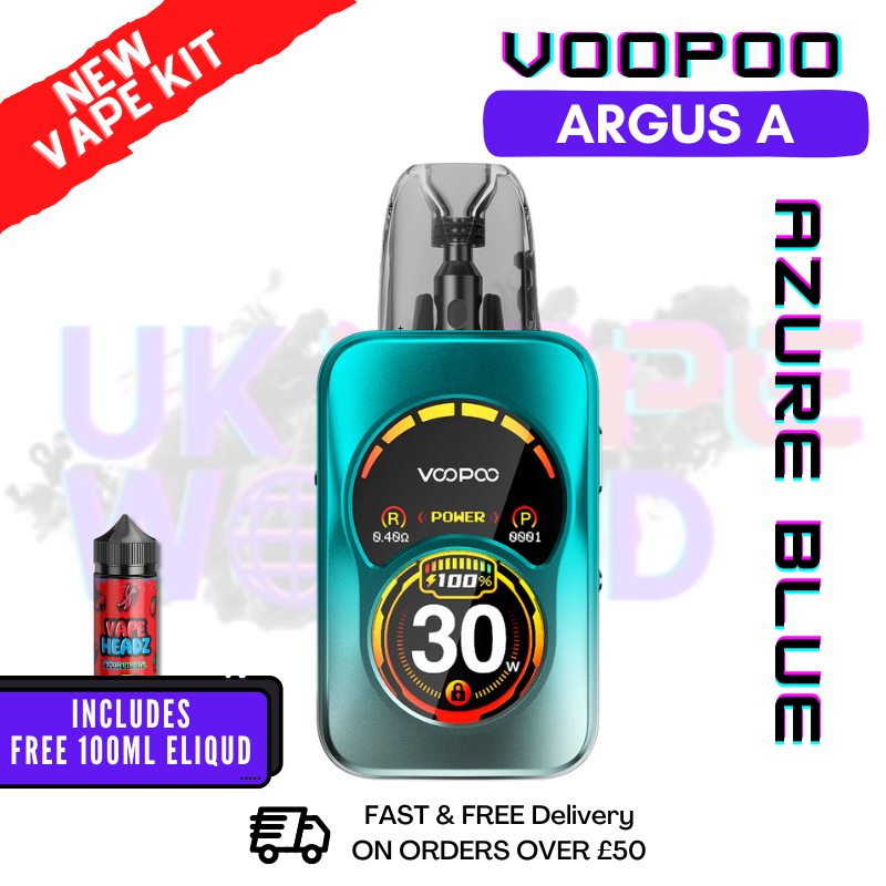 Azure Blue Voopoo Argus A Pod Vape Kit + FREE E LIQUID Azure Blue Voopoo Argus A Pod Vape Kit + FREE E LIQUID