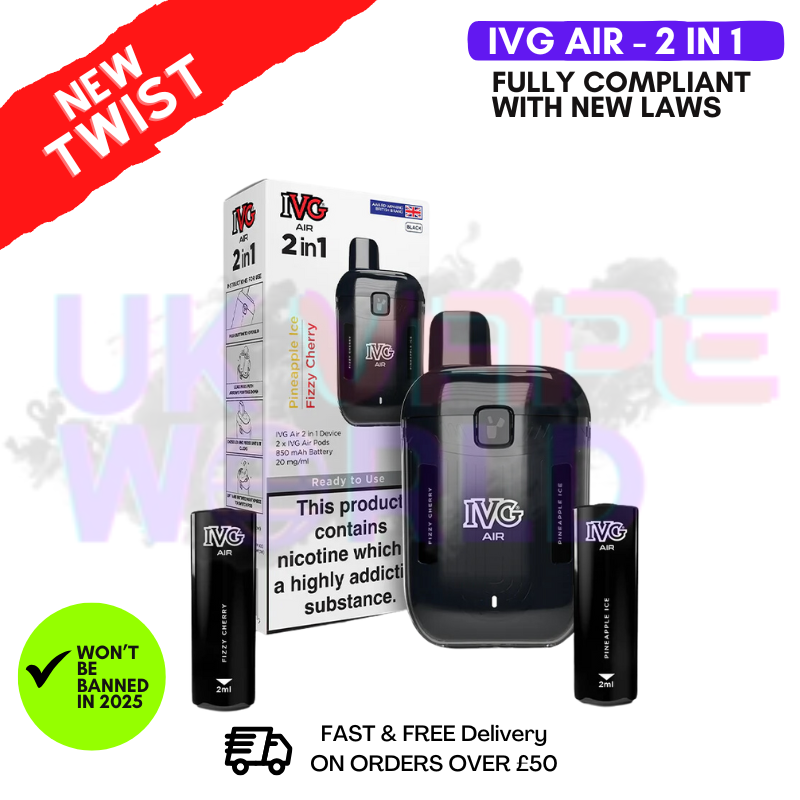 IVG Air 2 in 1 Black Edition Prefilled Pod Kit - ONLY 7 IVG Air 2 in 1 Black Edition Prefilled Pod Kit - ONLY 7