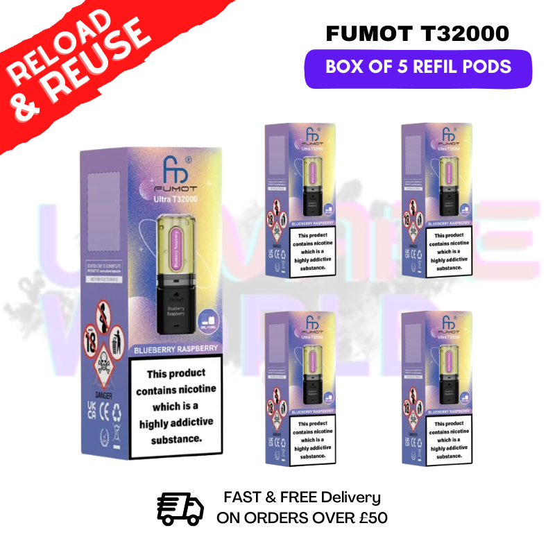 Blueberry Raspberry Fumot T32000 REPLACEMENT PODS - BOX OF 5