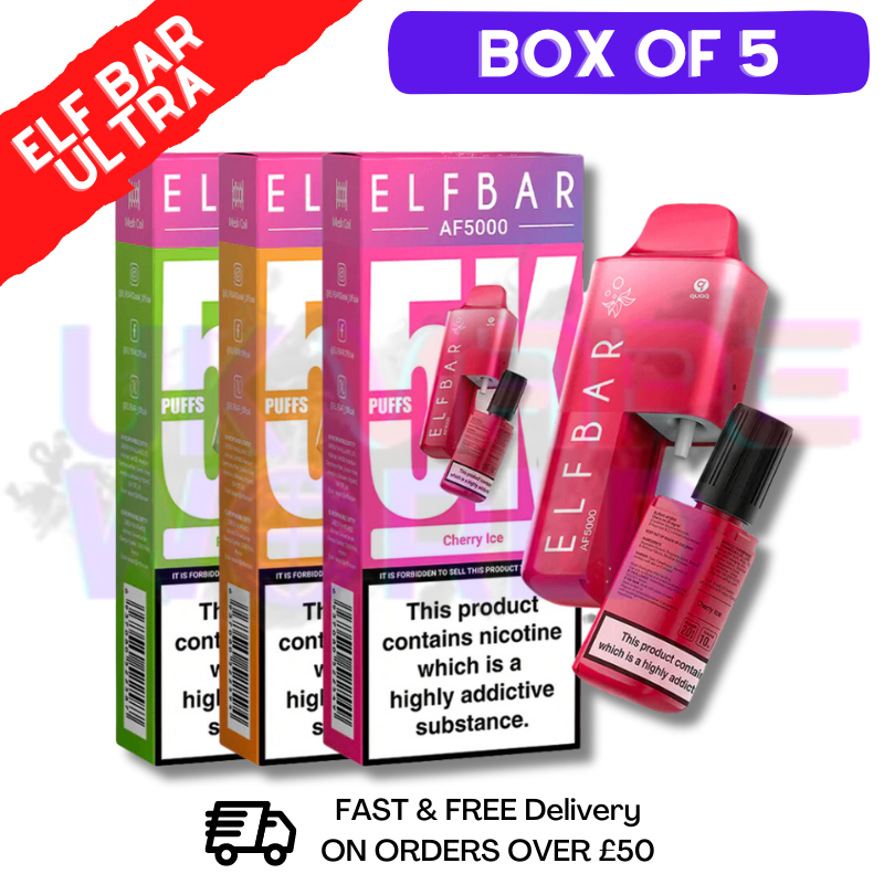 Box Of 5 - ELF BAR AF 5000 Vape Puff 5000Puff Bars Box Of 5 - ELF BAR AF 5000 Vape Puff 5000Puff Bars