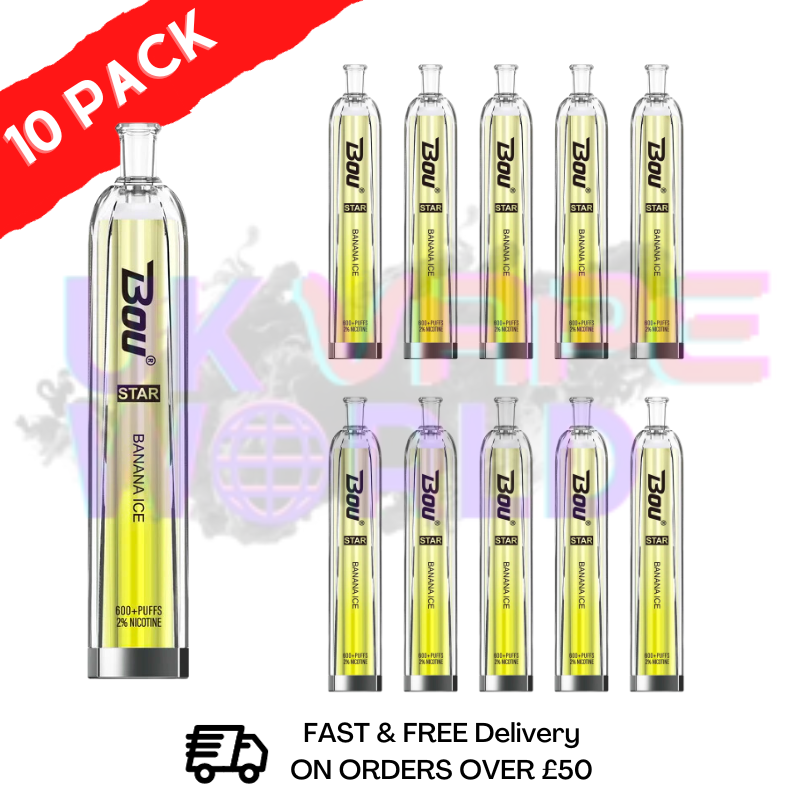 Banana ICE - BOU STAR BAR 600Puff Box of 10 Banana ICE - BOU STAR BAR 600Puff Box of 10