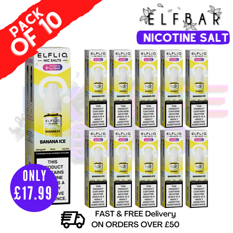 Shop Banana ICE ElfLiq Nic Salt BOX OF 10 - ONLY £17.99 - UK Vape World