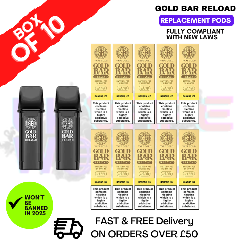 Shop Banana ICE Gold Bar Reload Prefilled Pods Box of 10 - UK Vape World
