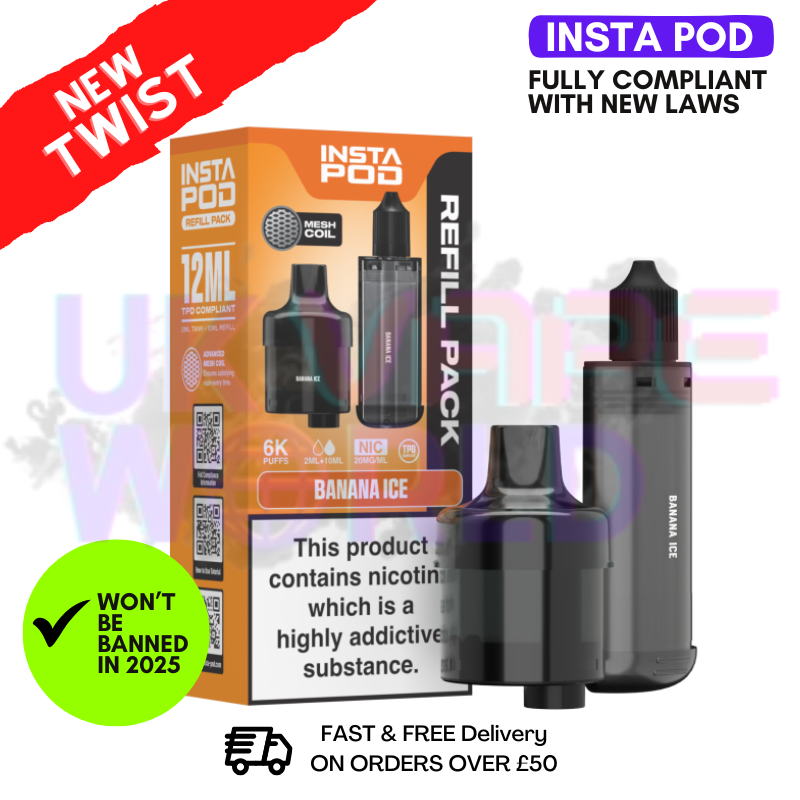 Banana ICE Insta Pod Refil Pack (2ML POD + 10ML BOTTLE) Banana ICE Insta Pod Refil Pack (2ML POD + 10ML BOTTLE)