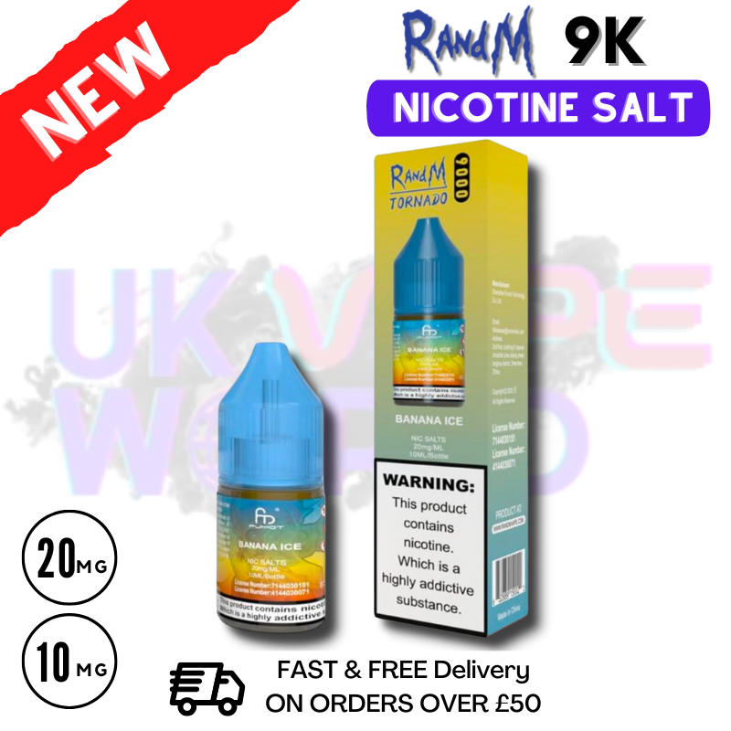 Shop Banana ICE RandM Tornado 9000 Nic Salt 10ml eLiquid - UK Vape World
