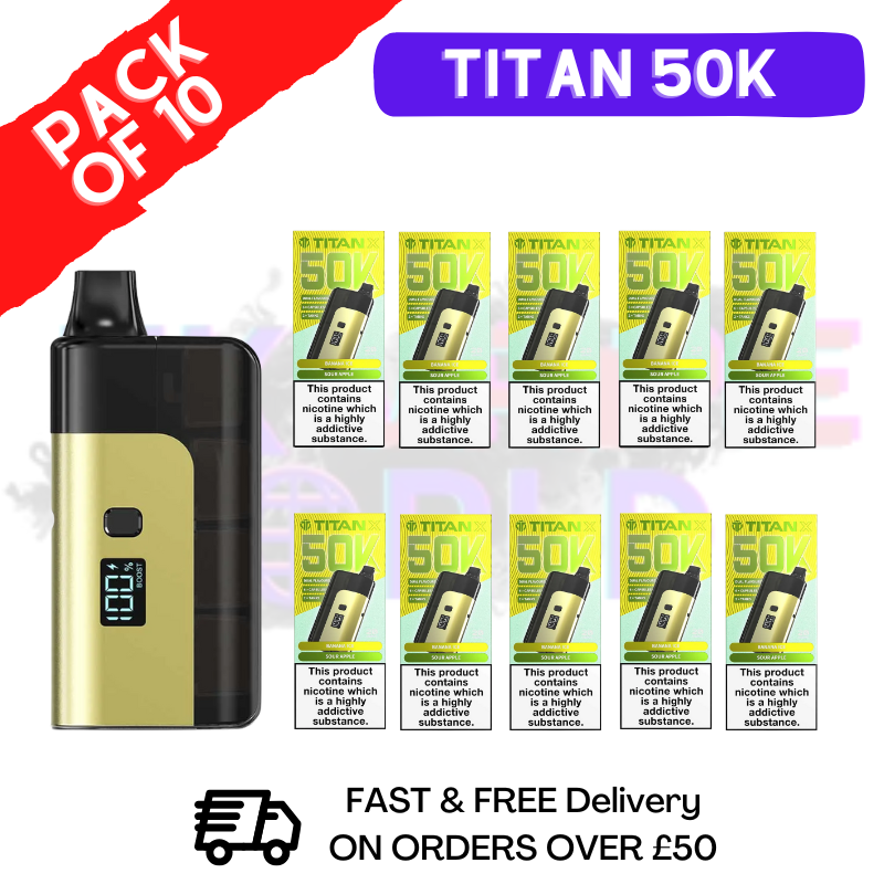Banana Ice Titan X 50000 Puff Pod Kit Box Of 10 - ukvapeworld