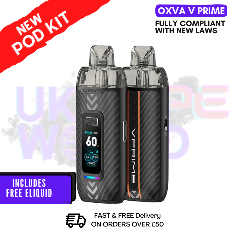 Black Leather Oxva V Prime Pod Vape Kit + FREE NIC SALT