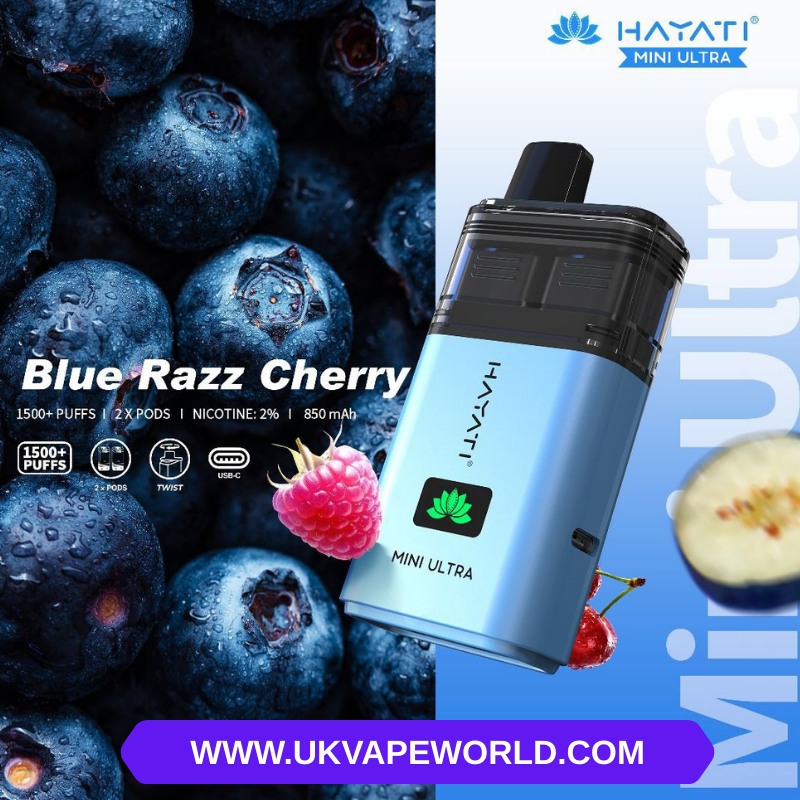 blue razz cherry hayati pro ultra Blue Razz Cherry Hayati Mini Ultra 1500 Puff Twist Bar