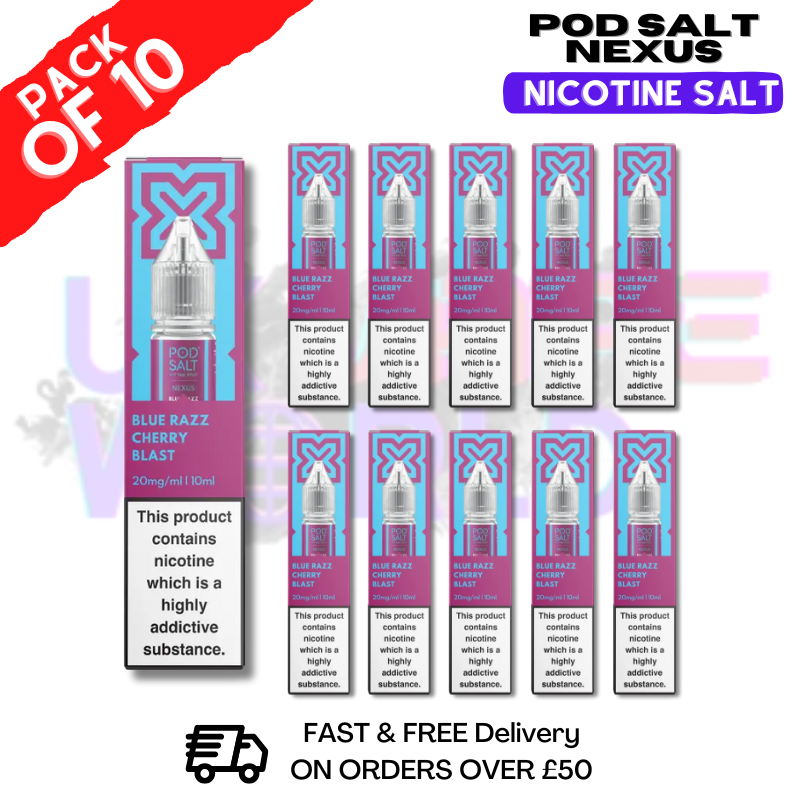Shop Blue Razz Cherry Pod Salt Nexus Nic Salt Box Of 10 - UK Vape World