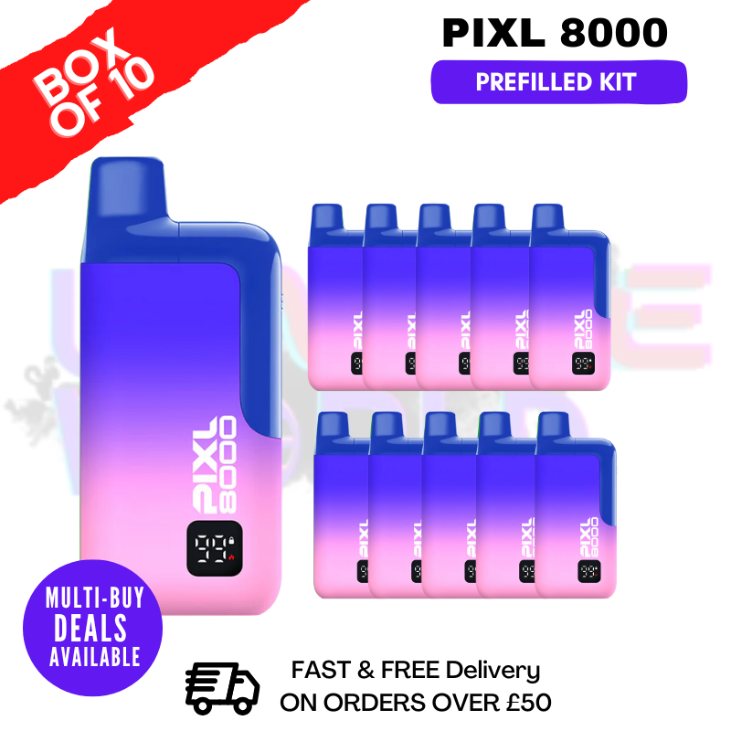 Blue Razz Cotton pixl 8000 Kits Box Of 10 - ukvapeworld