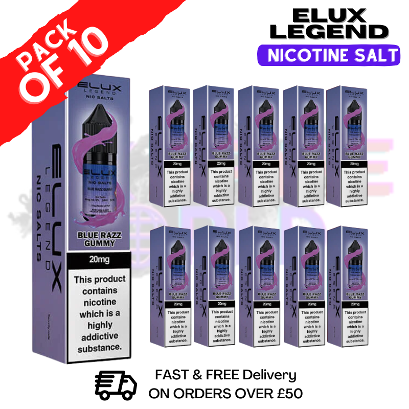 Blue Razz Gummy Elux Legend Nic Salt BOX OF 10 - 17.99 Blue Razz Gummy Elux Legend Nic Salt BOX OF 10 - 17.99