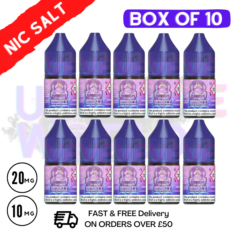 Shop Blue Razz Lemonade RandM Tornado 7000 Nic Salt BOX OF 10 - UK Vape World