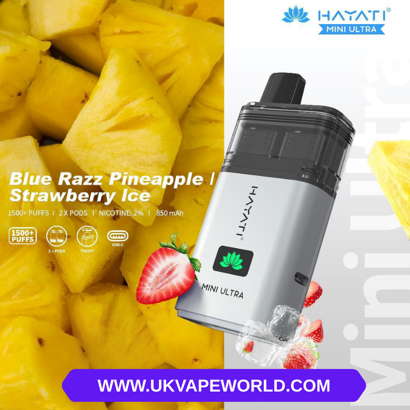 hayati twist disposable vape Blue Razz Pineapple Hayati Mini Ultra 1500 Puff Twist Bar