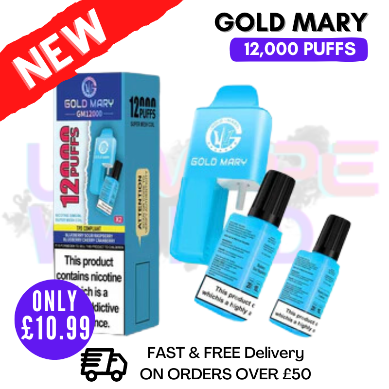 Blue Sour Raspberry Gold Mary 12000 Puff 12K Bar Disposable Kit Blue Sour Raspberry Gold Mary 12000 Puff 12K Bar Disposable Kit