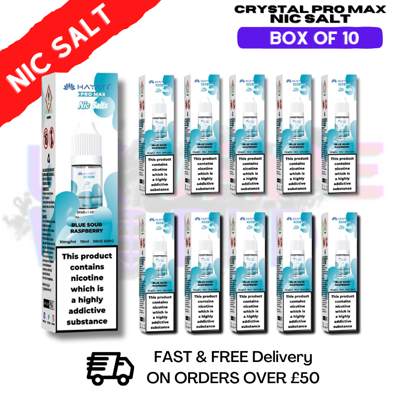 Blue sour Raspberry Hayati Crystal Pro Max Box Of 10 Nic Salts