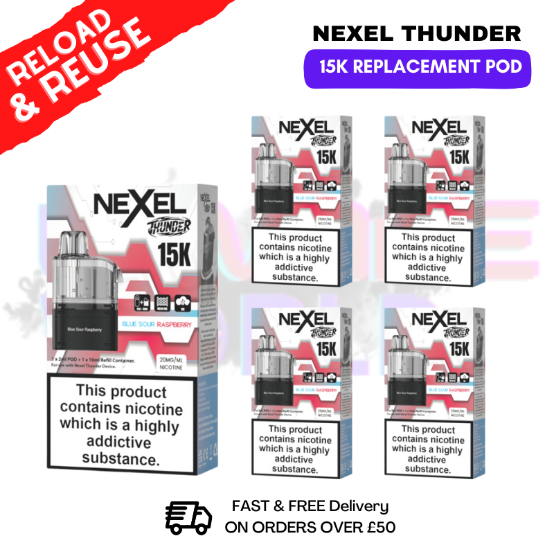 Blue Sour Raspberry Nexel 15K REPLACEMENT PODS BOX OF 5 - ukvapeworld