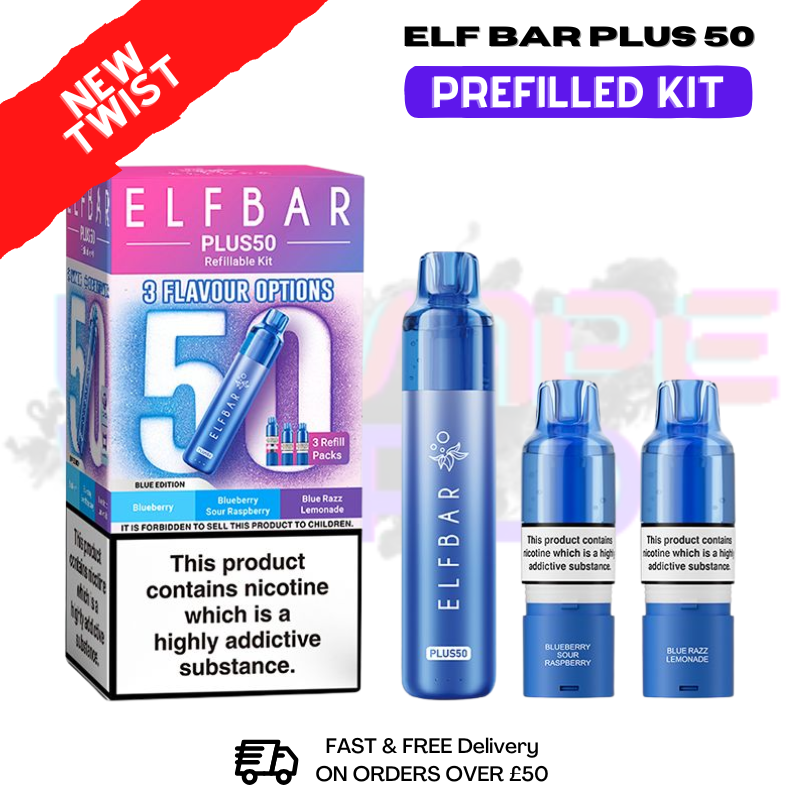 Blue Edition Elf Bar 50K Puff Plus Kit - Only 8.99
