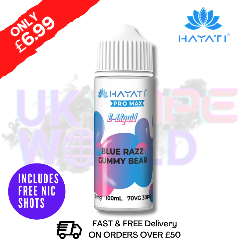 Blue Razz Gummy Hayati Pro Max Shortfill Juice 100ML Eliquid Blue Razz Gummy Hayati Pro Max Shortfill Juice 100ML Eliquid