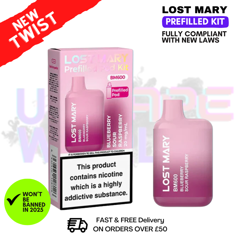 Blue Sour Raspberry Lost Mary BM600 Prefilled Pod Kit - ONLY 3.29