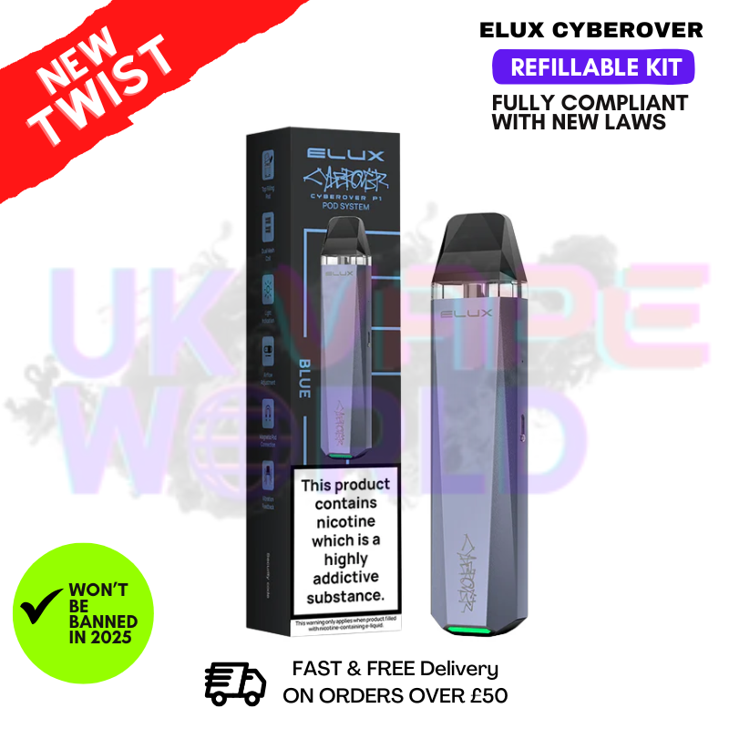 Blue Elux CyberOver P1 Refillable Kit + Free Nic Salt