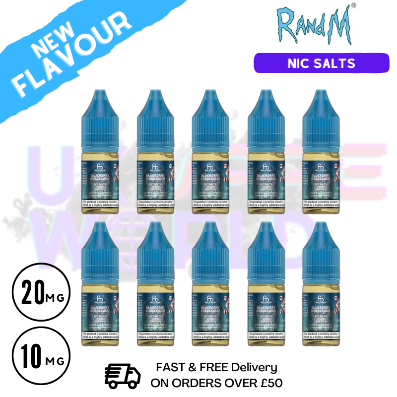 Shop Blueberry Bubblegum RandM Tornado 7000 Nic Salt BOX OF 10