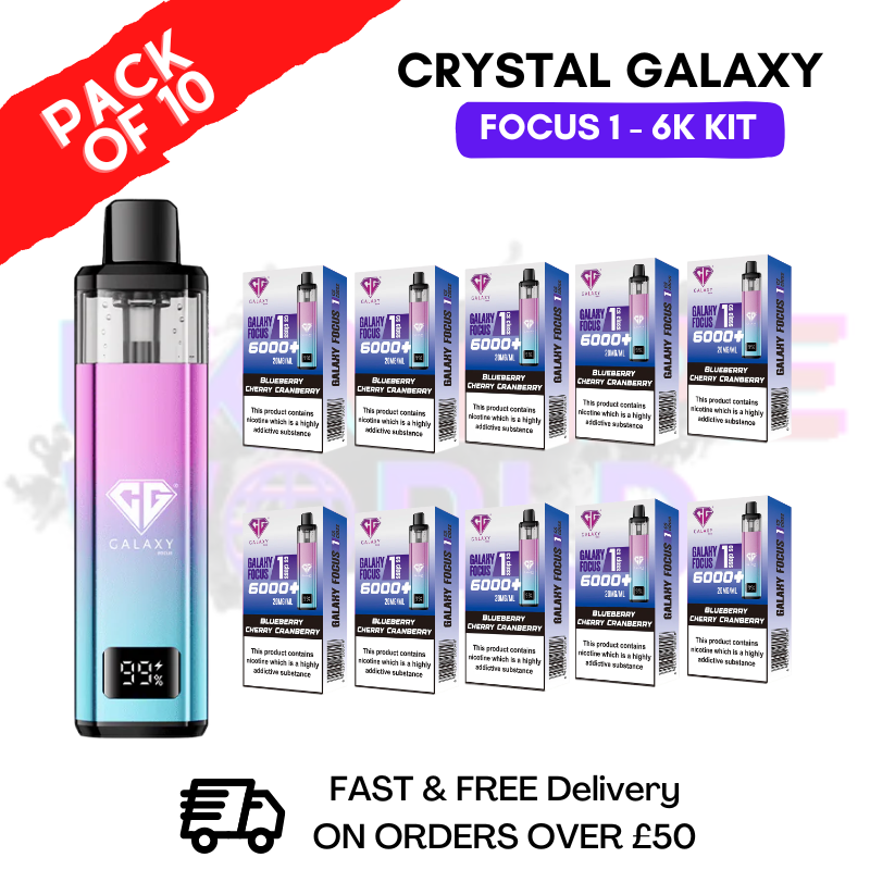 Blueberry Cherry Cranberry Crystal Galaxy Focus 6K Kits Box Of 10 - ukvapeworld