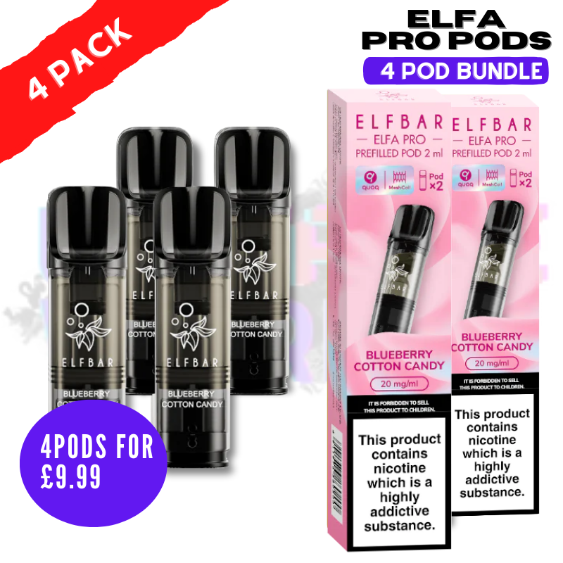 Shop Blueberry Cloud ELFA Pro Pods - Pack Of 4 PODS - UK Vape World