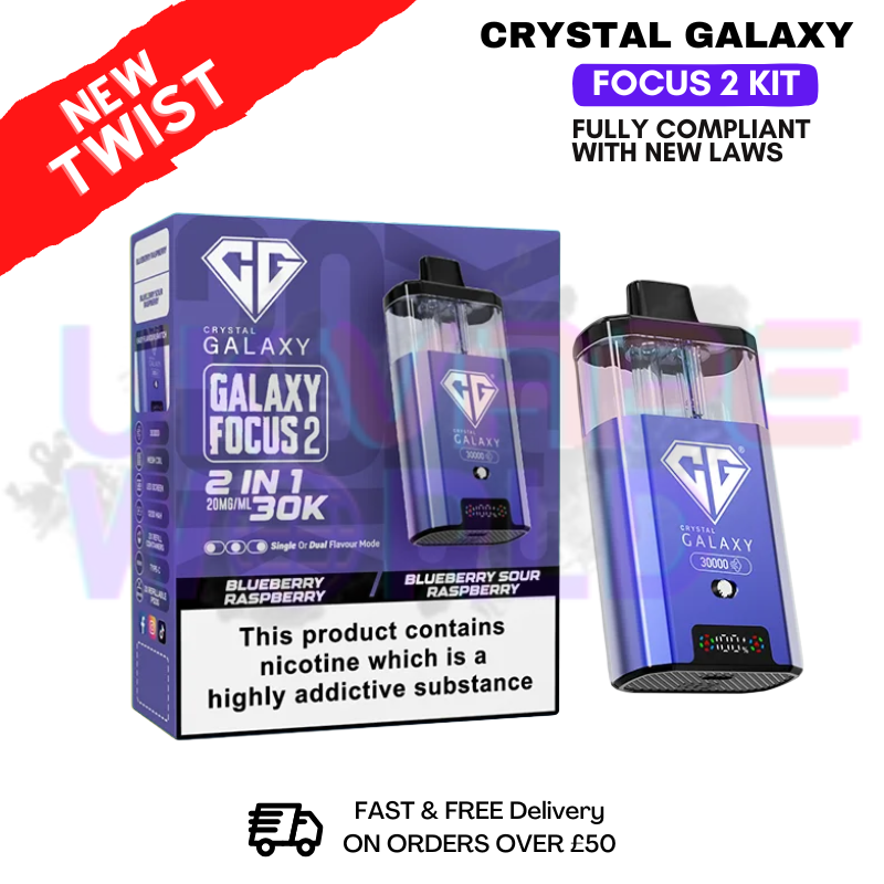 crystal galaxy focus 2 30k prefilled vape kit Blueberry Raspberry Crystal Galaxy 30K Focus 2 Puff Kit