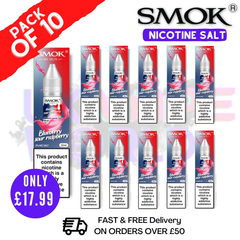 Blueberry Sour Raspberry Smok Nic Salt E Liquid BOX OF 10 Blueberry Sour Raspberry Smok Nic Salt E Liquid BOX OF 10