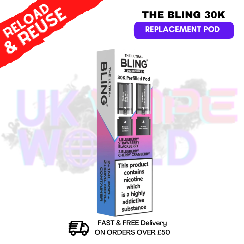 Blueberry Strawberry Blackberry Bling 30k REFIL PACK Ultra Plus Pods  - £6.99 - ukvapeworld