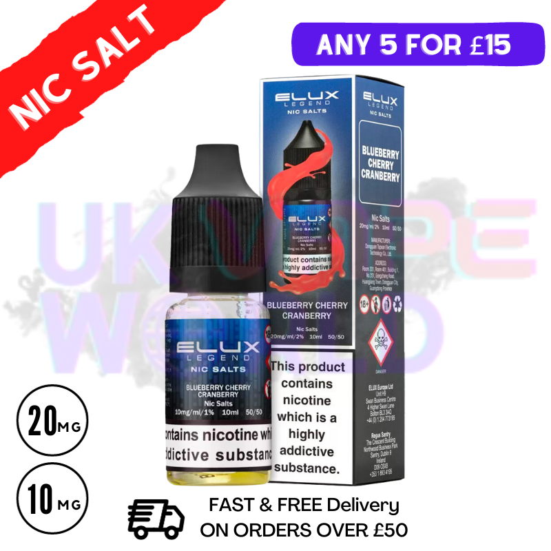 Blueberry Cherry Cranberry Elux Legend Nic Salt 10ML eLiquid - UK Vape World