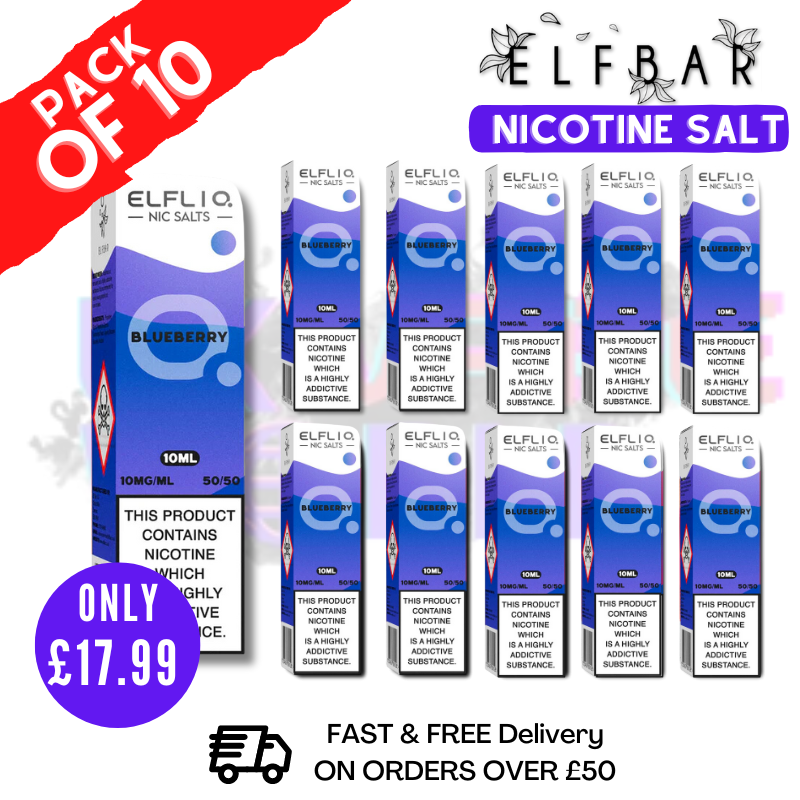 10mg disposable vape uk Blueberry ElfLiq Nic Salt BOX OF 10