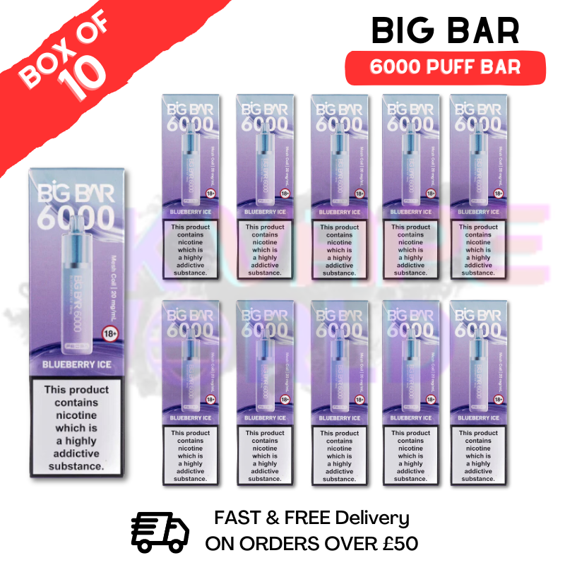 Shop Blueberry ICE Feoba Big Bar 6000 Puff 6K Box Of 10 - UK Vape World