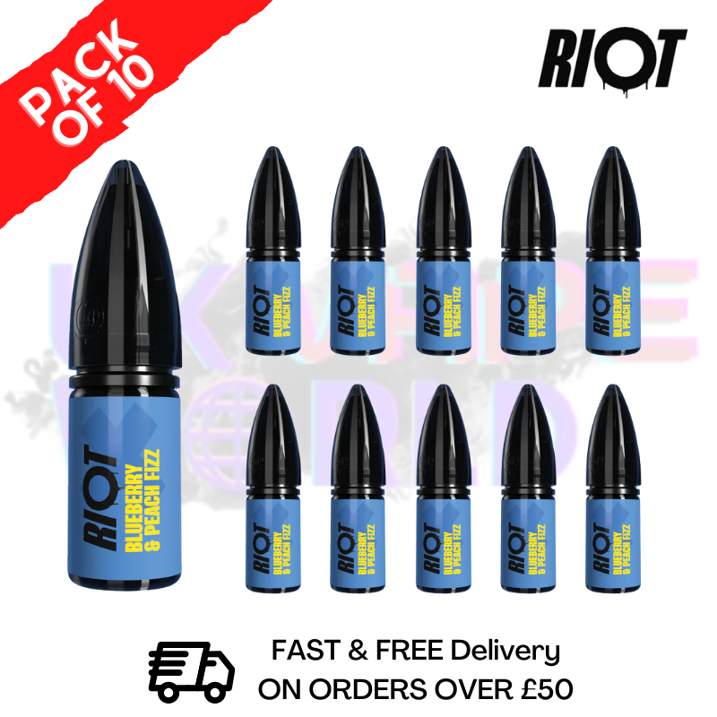 shop Blueberry & Peach Fizz Riot X Nic Salt Box Of 10 - ukvapeworld