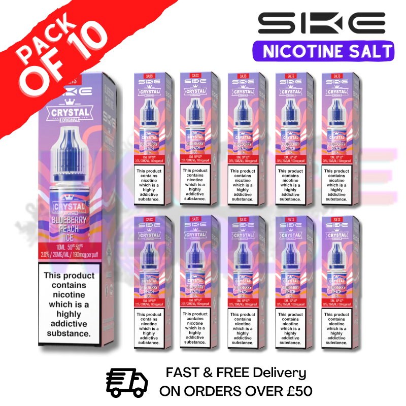 Blueberry Peach Ice Crystal SKE Nic Salt Box / Pack Of 10
