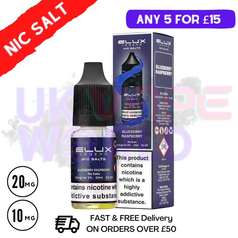 elux liquid blueberry raspberry Blueberry Raspberry Elux Legend Nic Salt E-Liquid Pack of 10 – Buy Vapes  Bulk main image 0