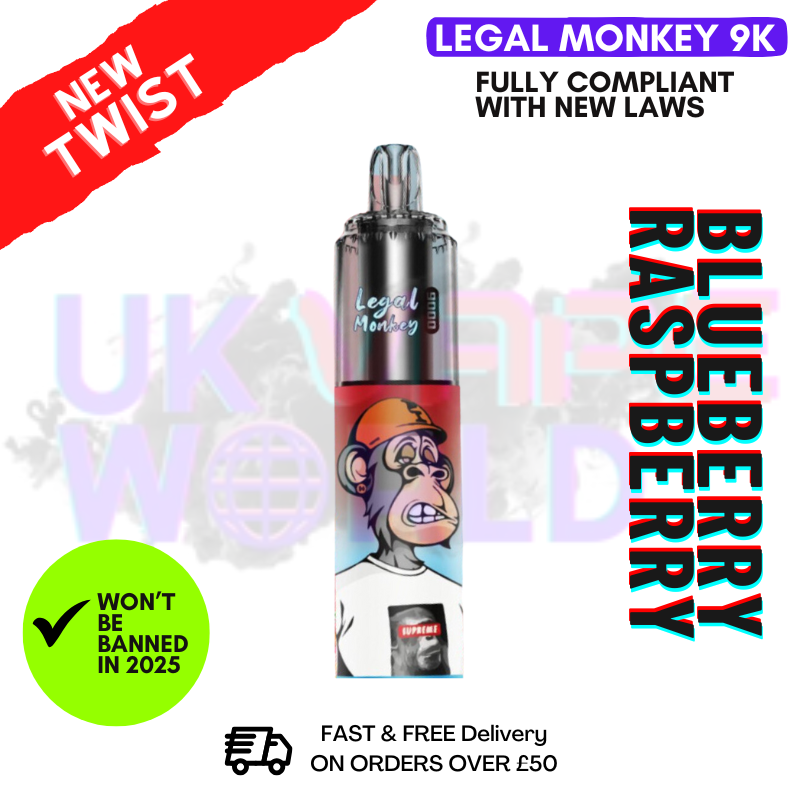 Blueberry Raspberry Legal Monkey 9000 9K Vape Kit Blueberry Raspberry Legal Monkey 9000 9K Vape Kit