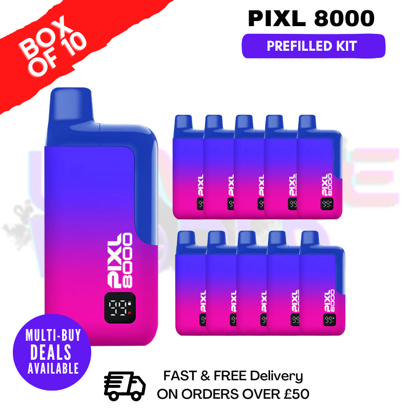 Blue Sour Razz pixl 8000 Kits Box Of 10 - ukvapeworld