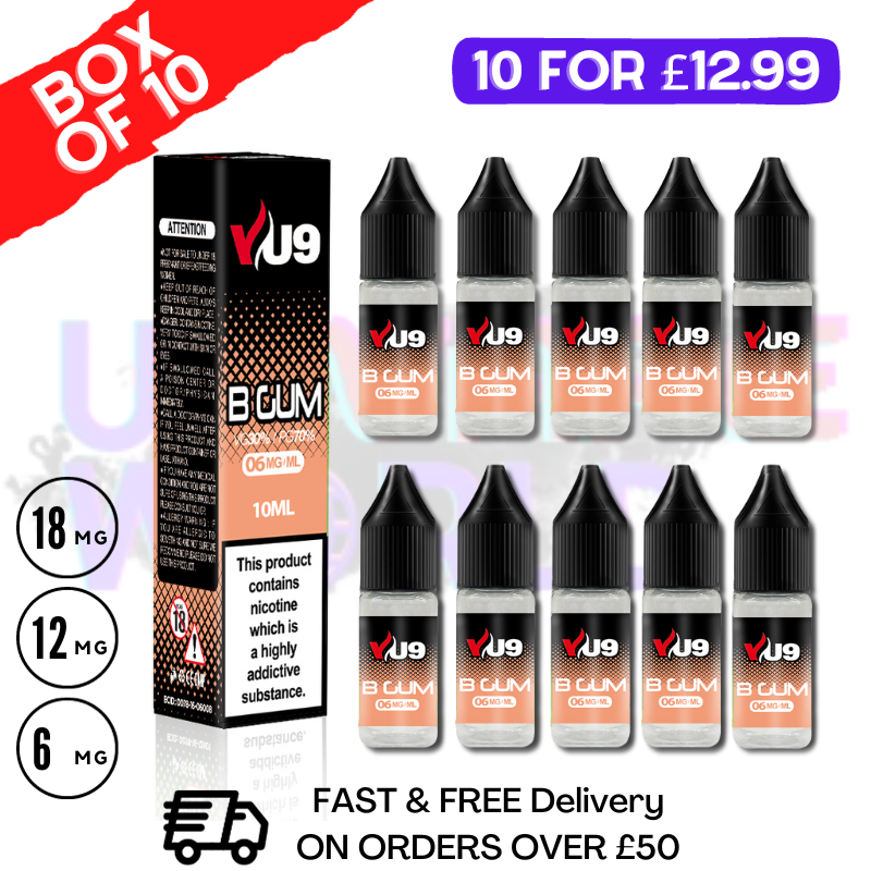B-GUM VU9 E-Liquid Juice 10ml Nic Eliquid - 10 x 10ML BUNDLE - UK Vape World
