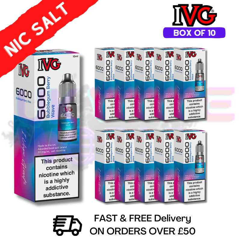 Bubblegum Berry Wave IVG 6000 Box Of 10 Nic Salt