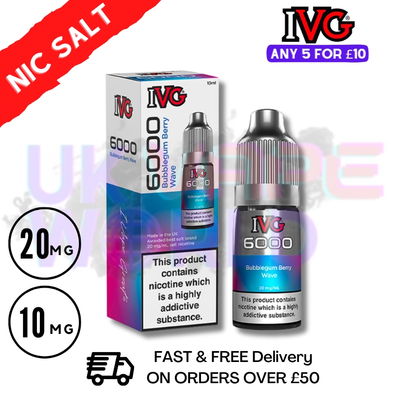 Bubblegum Berry Wave IVG 6000 Nic Salt E-Liquid