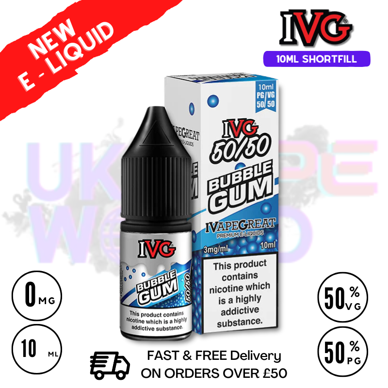 Shop IVG 50/50 Bubblegum 10ml E Liquid - ONLY £1.99 - UK Vape World